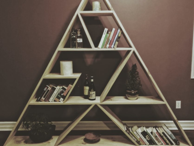 Triangle Bookcase with Floating Shelves