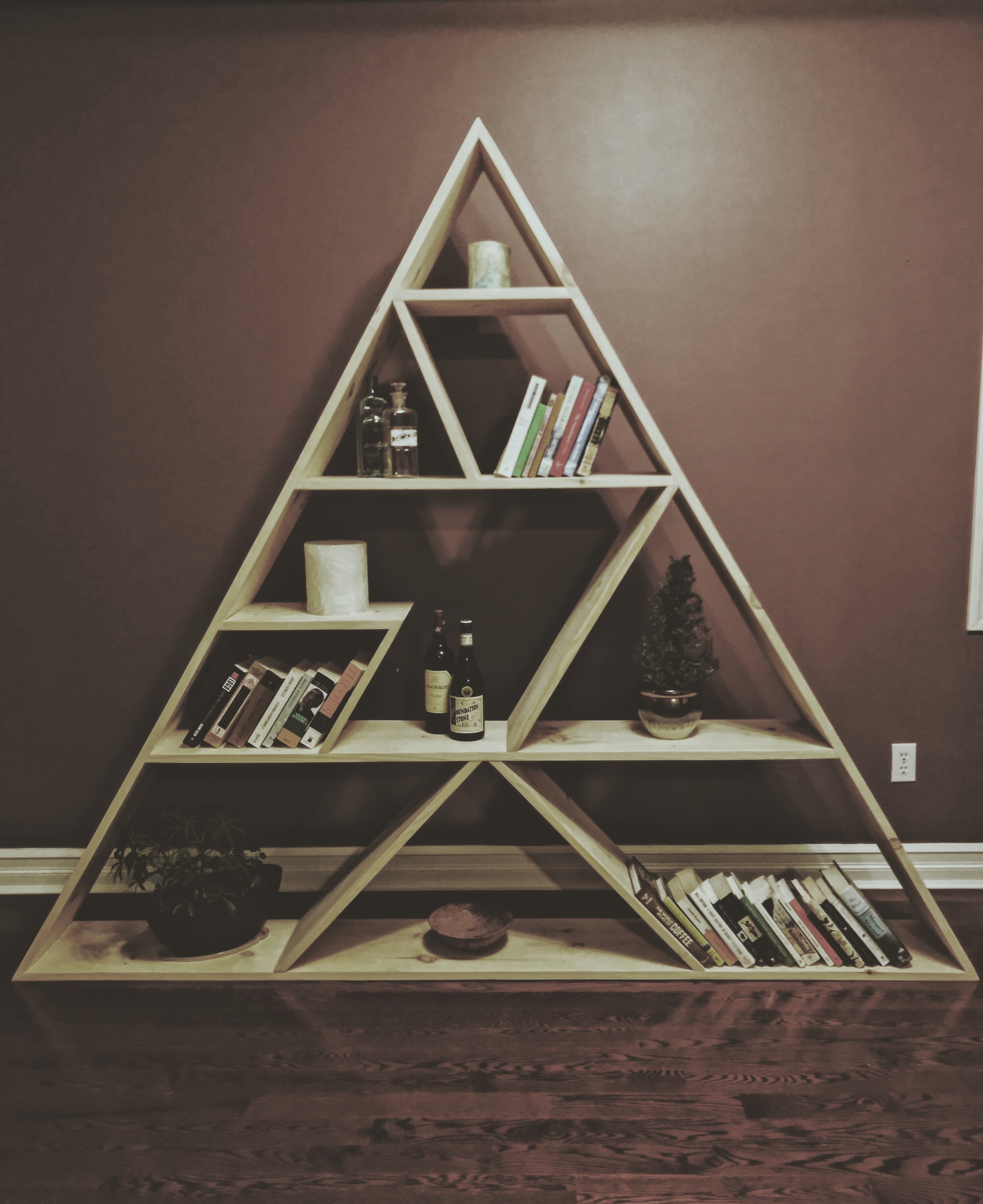 Triangle Bookcase with Floating Shelves